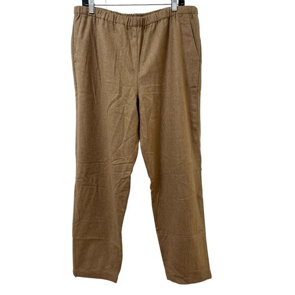 Eileen Fisher Felted Wool Tapered Ankle Pants Size L Honey Office Capsule NWT - Picture 1 of 7